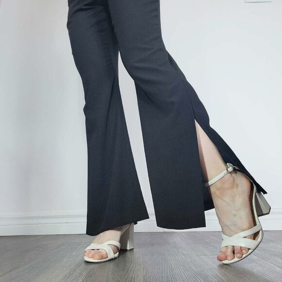 Vintage Y2K elegant black flared pants with side slits ✦ Size 30″ ✦ - Picture 3 of 11